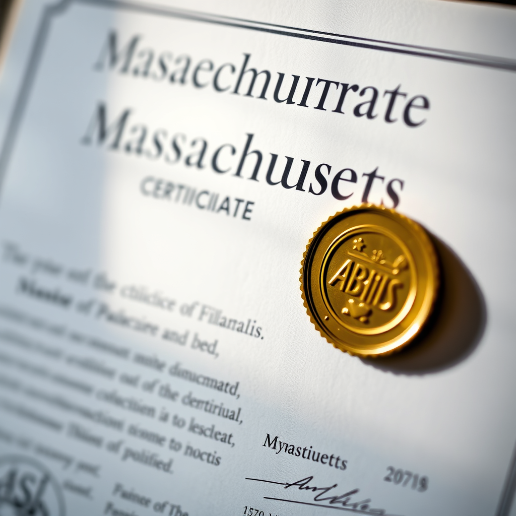 Massachusetts birth certificate with apostille seal