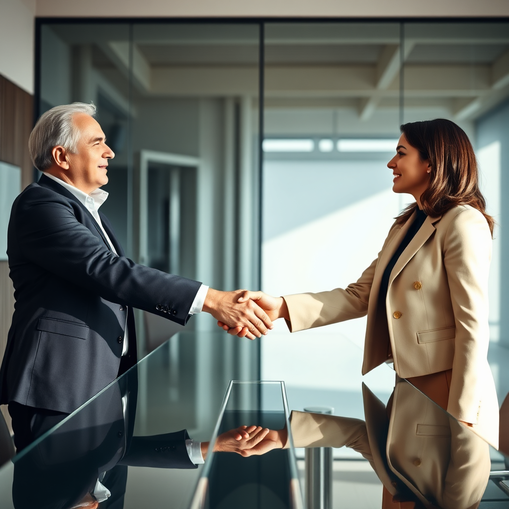 Two professionals shaking hands