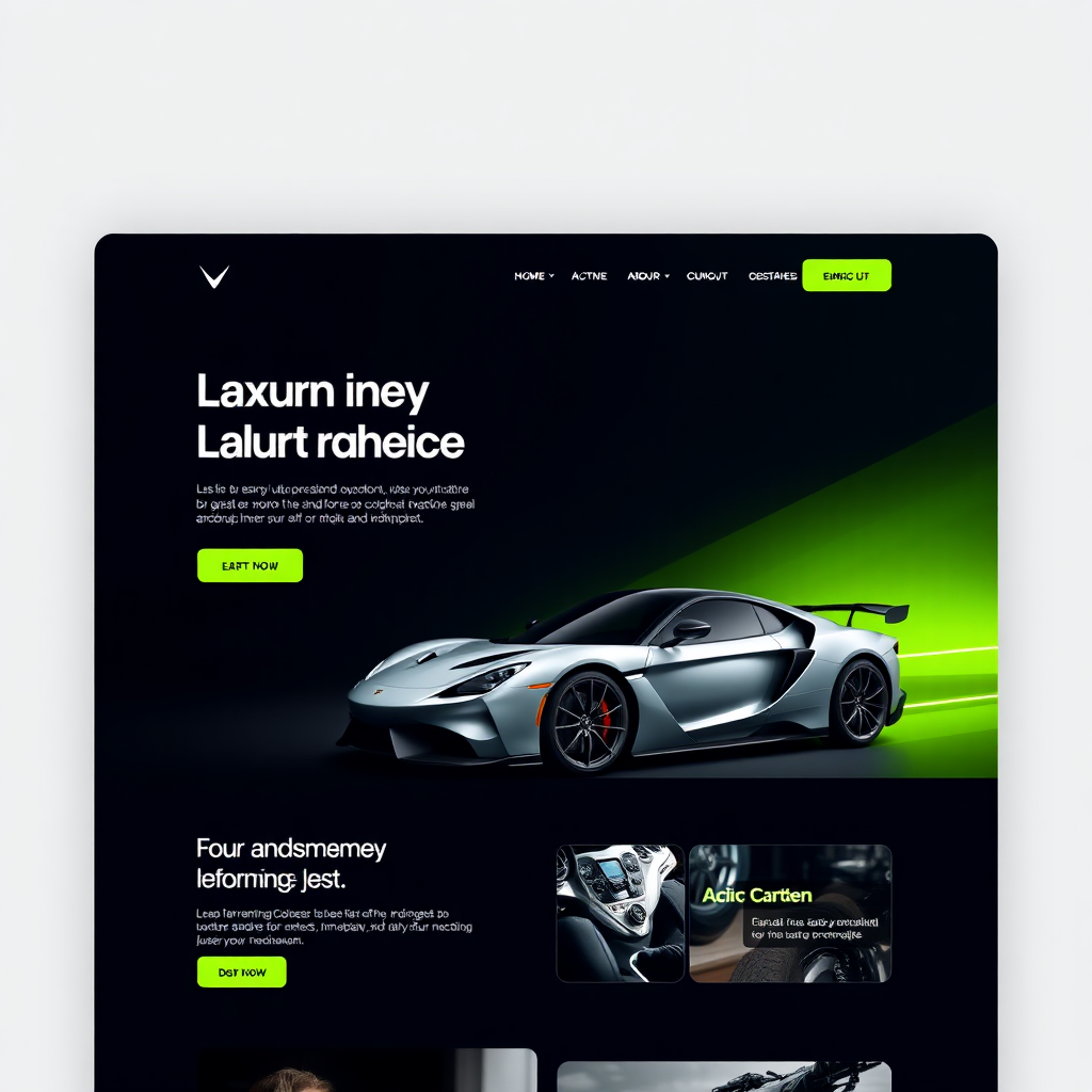 Sleek responsive web design case study layout for luxury performance automobile