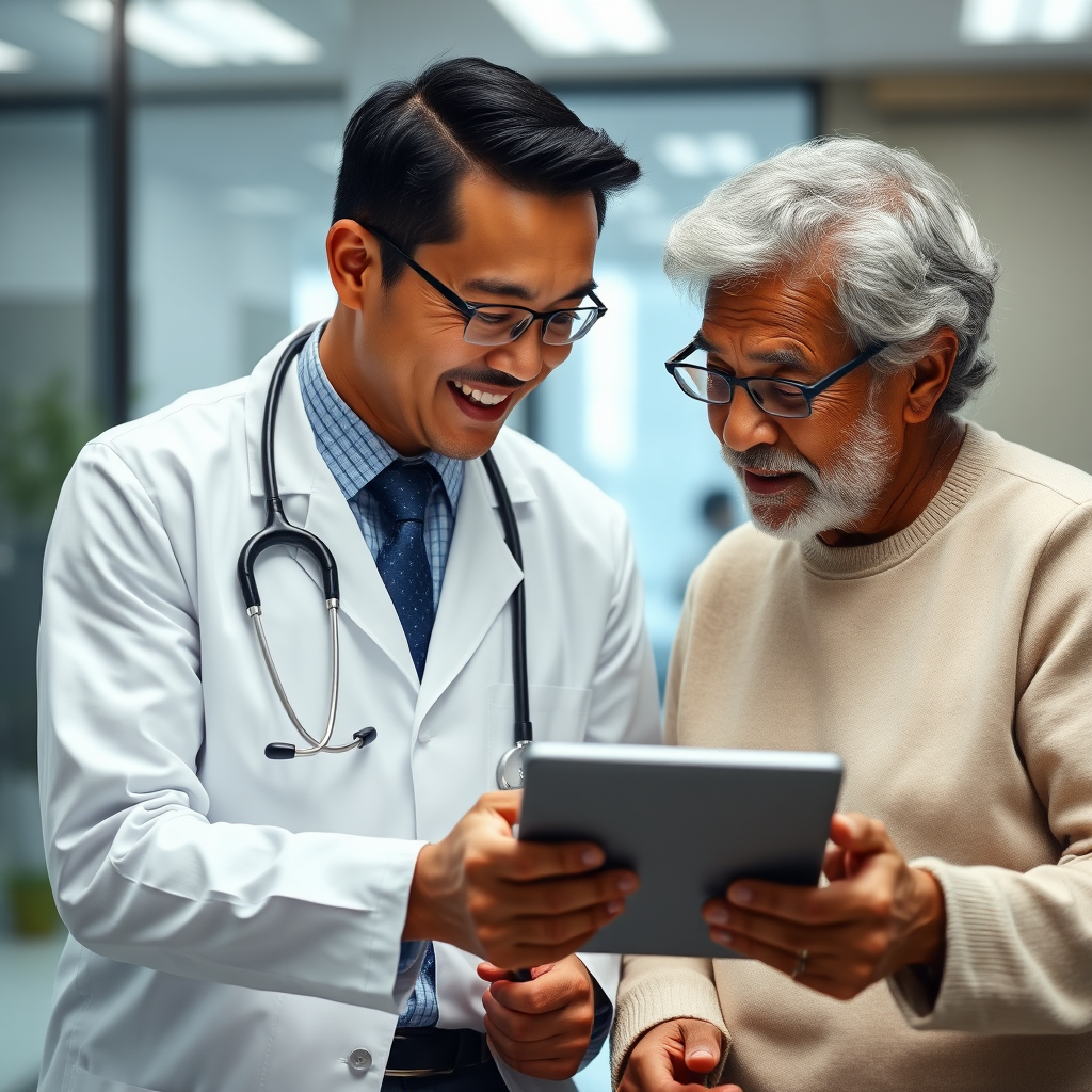 Doctor helping senior patient