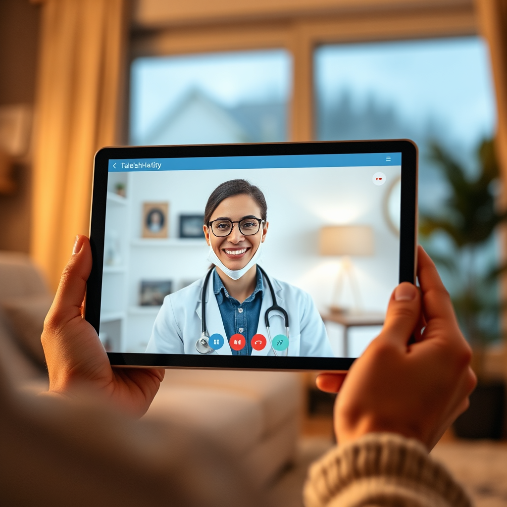 Doctor conducting a virtual telemedicine visit
