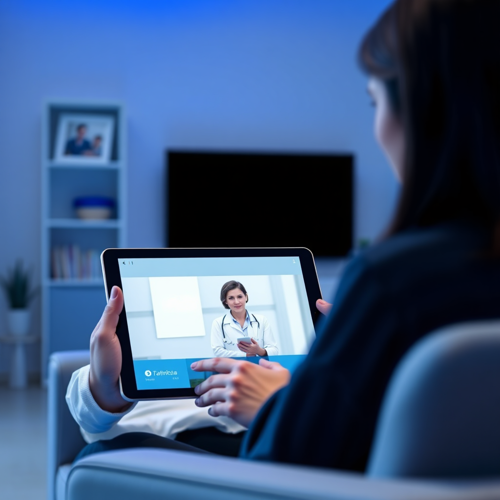 Concierge clinician on a tablet illustration