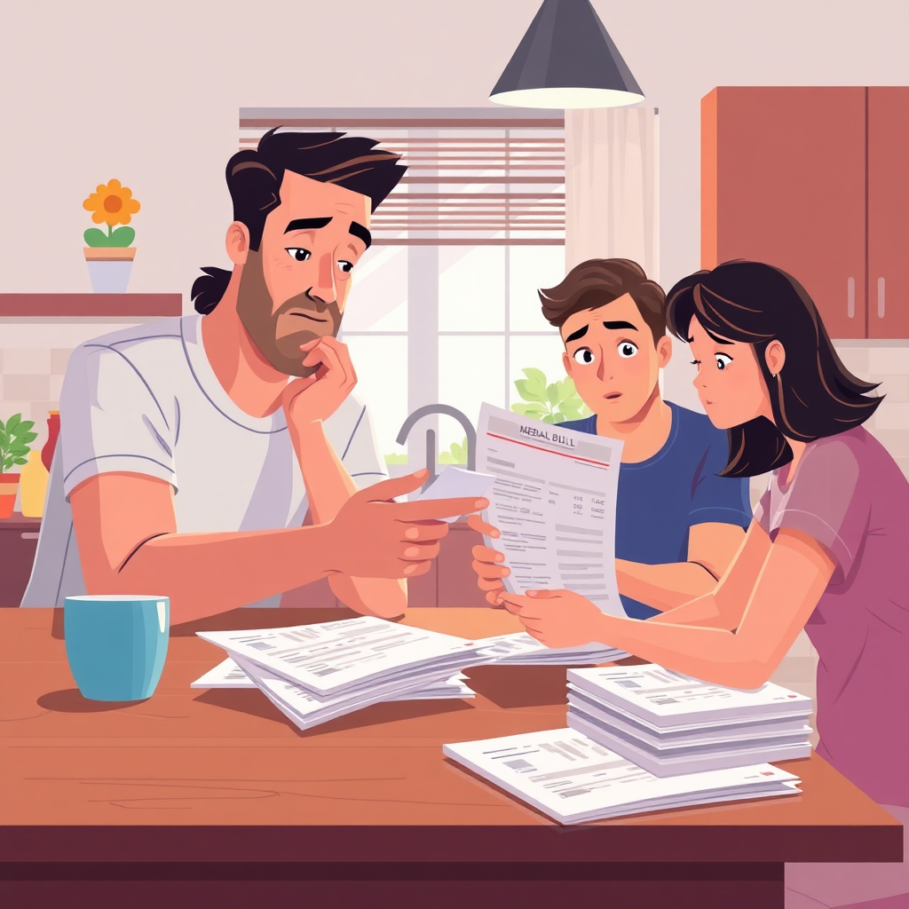 Overwhelmed family with medical bills