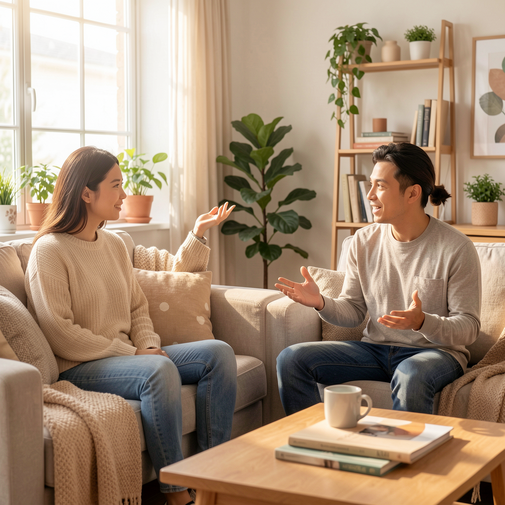 Two people having a supportive conversation