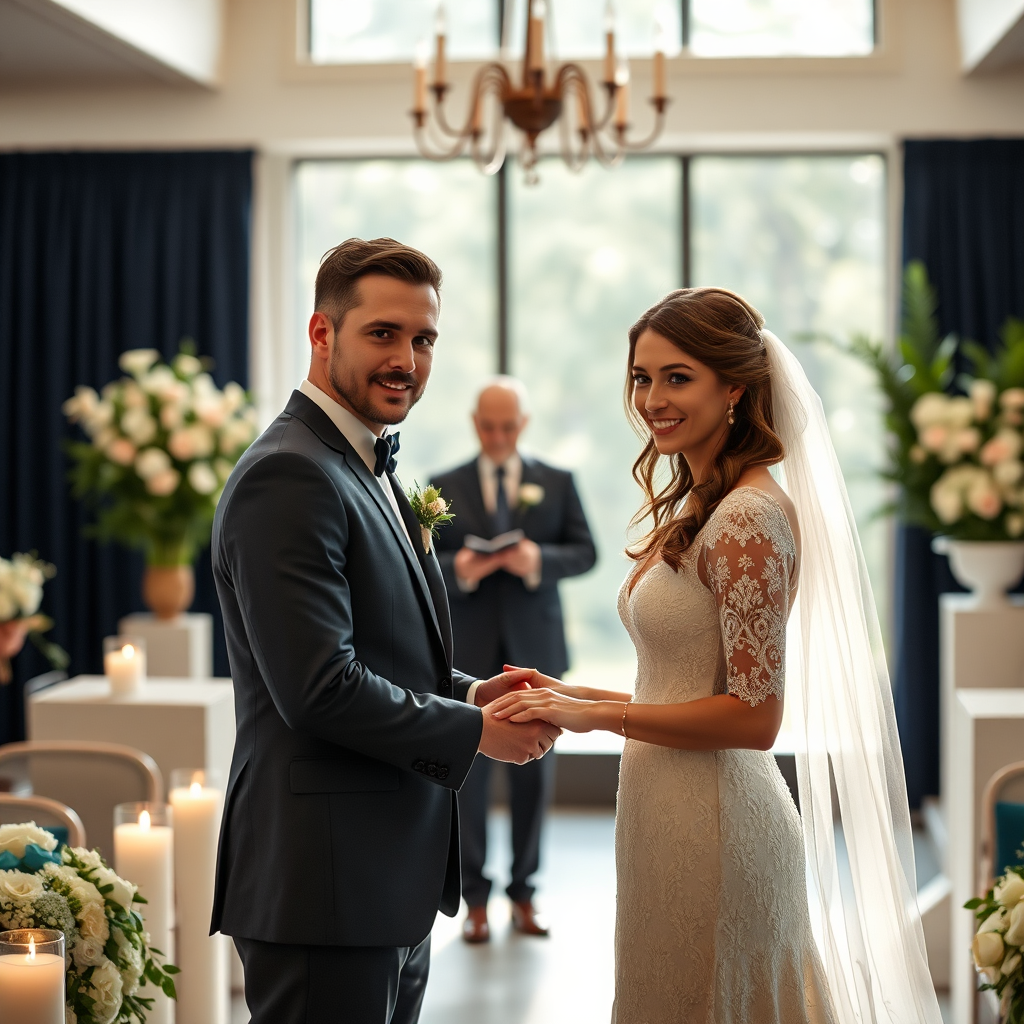 Couple exchanging vows in a modern wedding ceremony