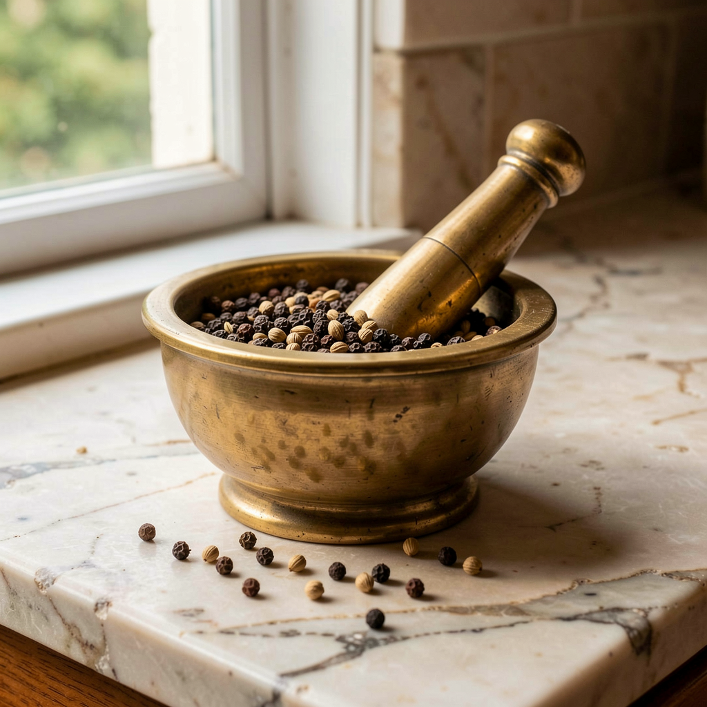 Brass mortar and pestle