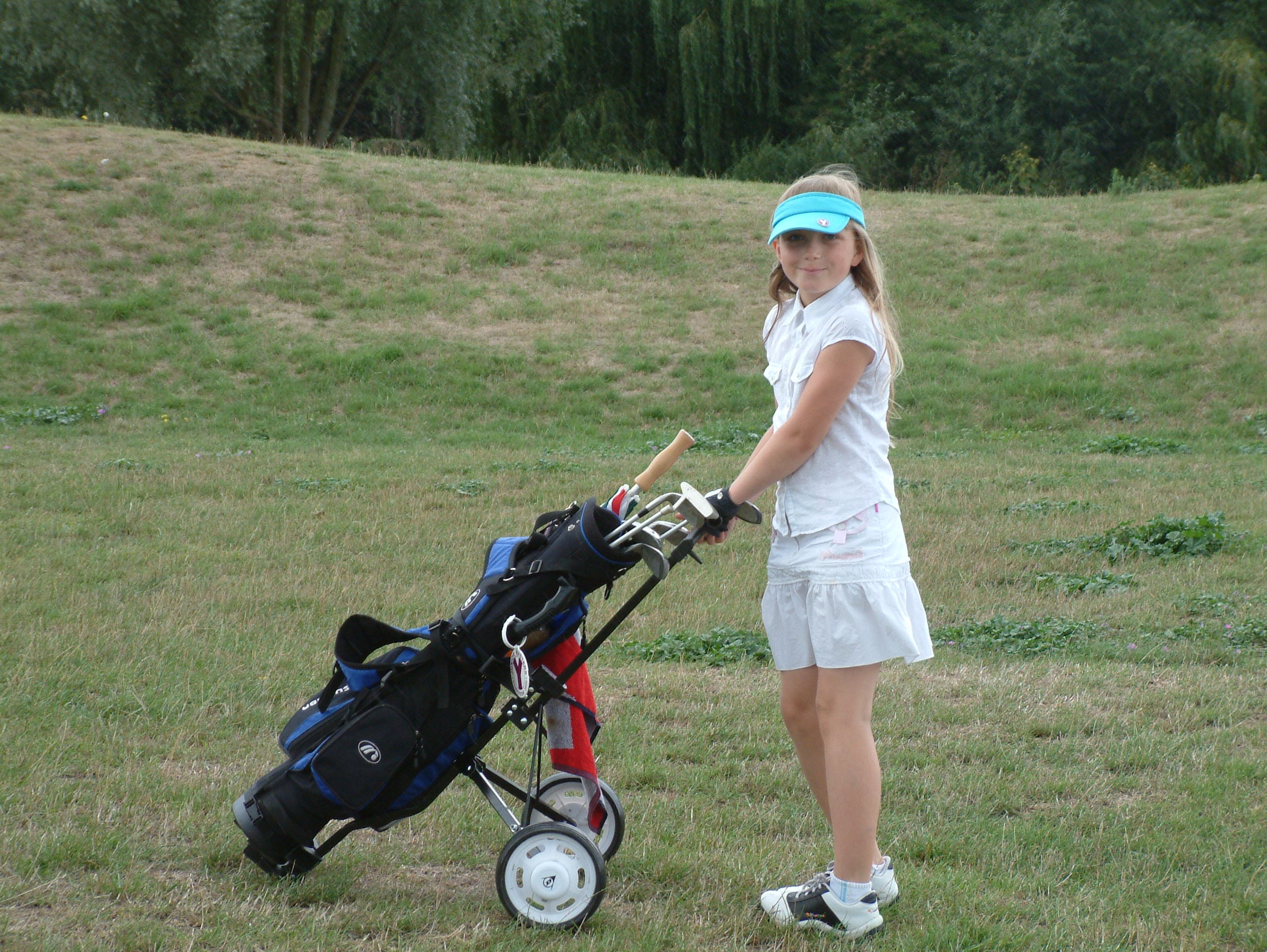young girl with trolley