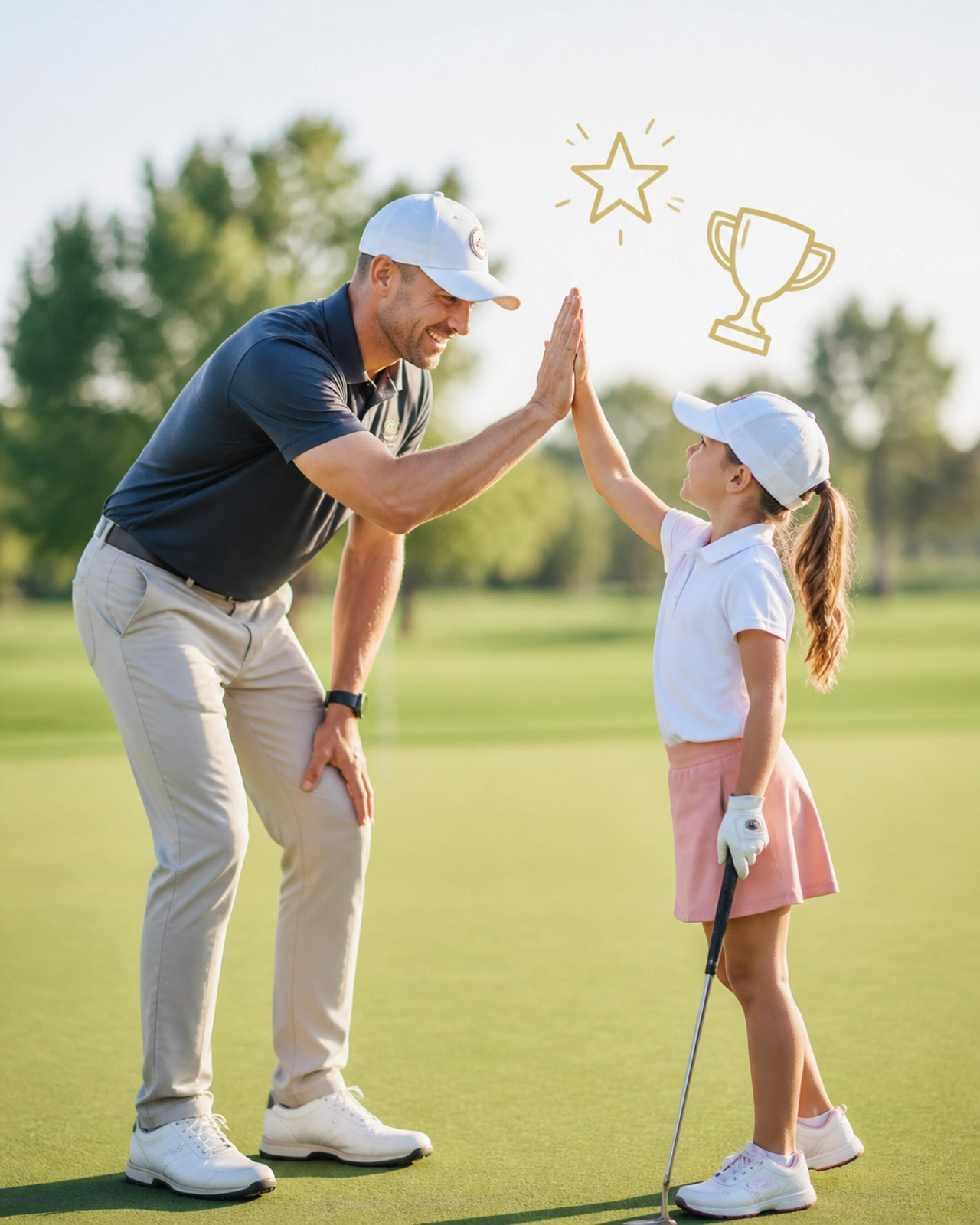 Coach high five with young girl