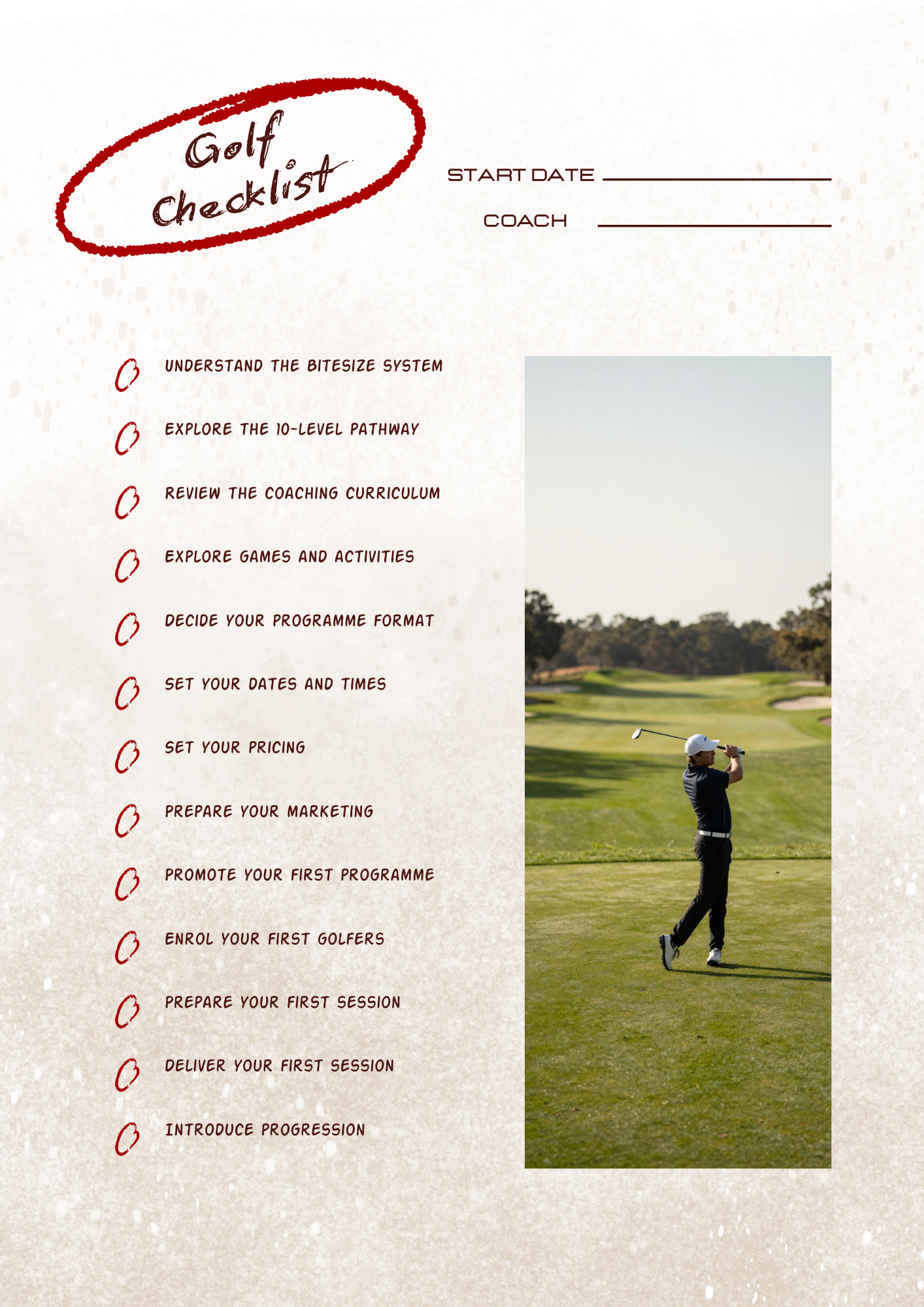 Bitesize Golf checklist for starting