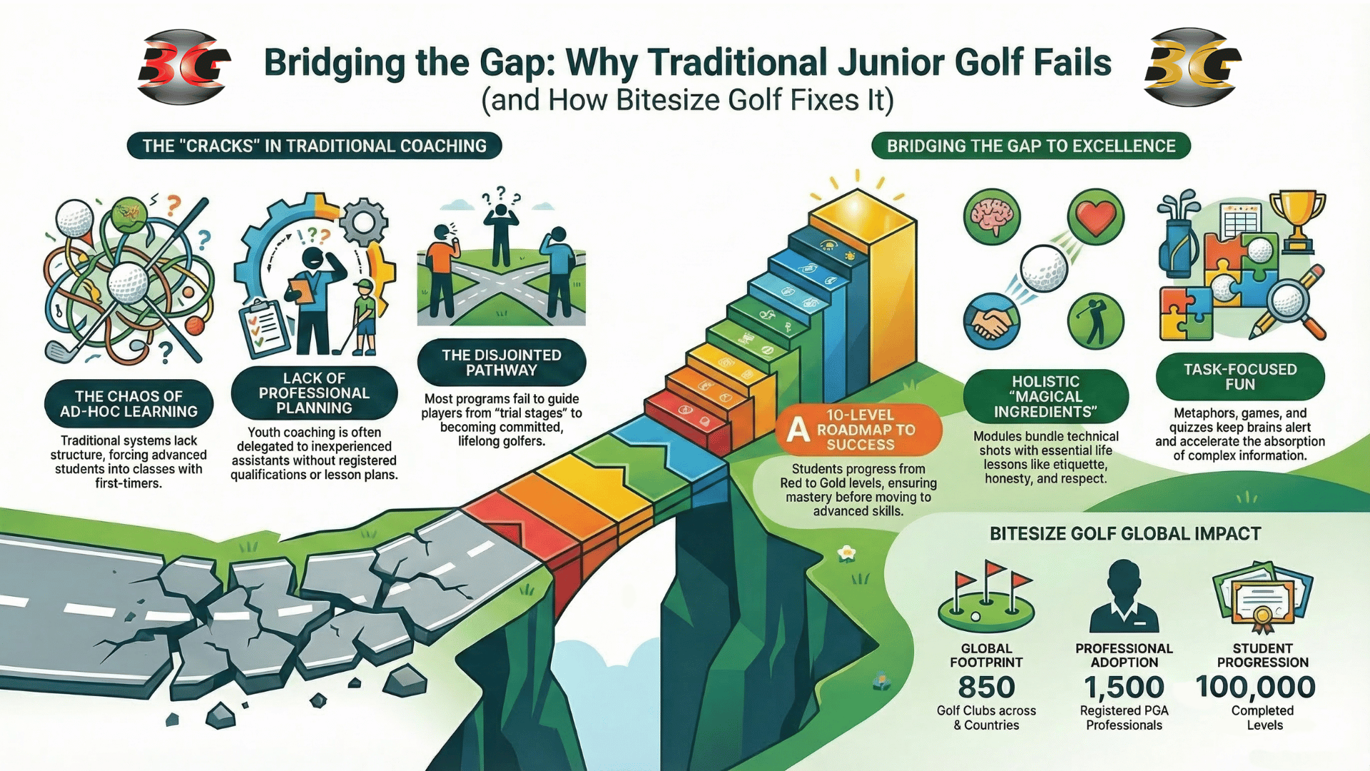 infographic showing the bridge for junior golf