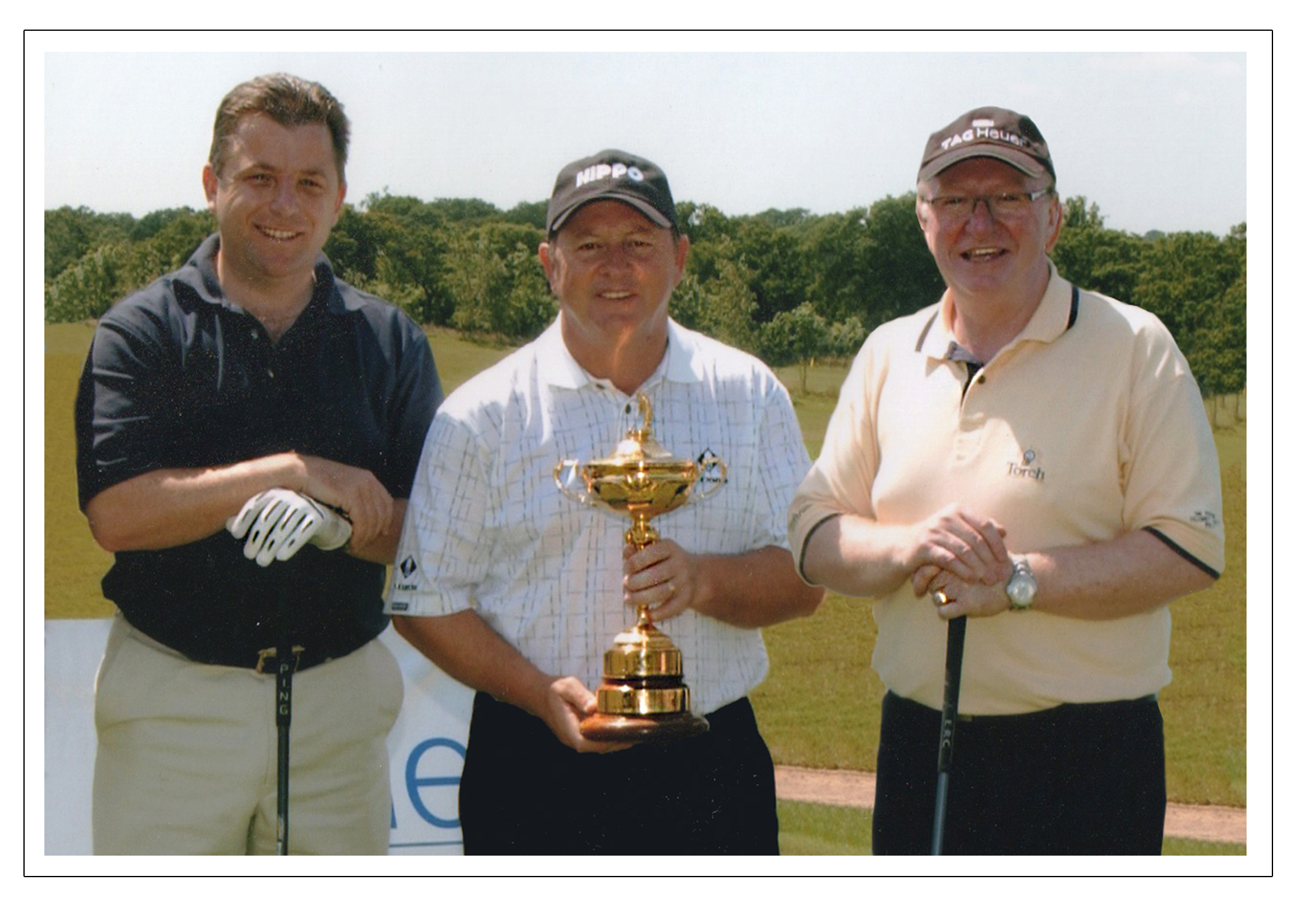 Dave Gosling with Ian Woosnam and Dennis Taylor with Ryder Cup