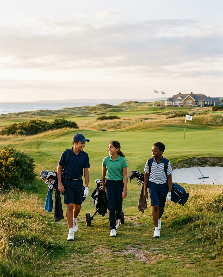 confident youngsters walking the fairways