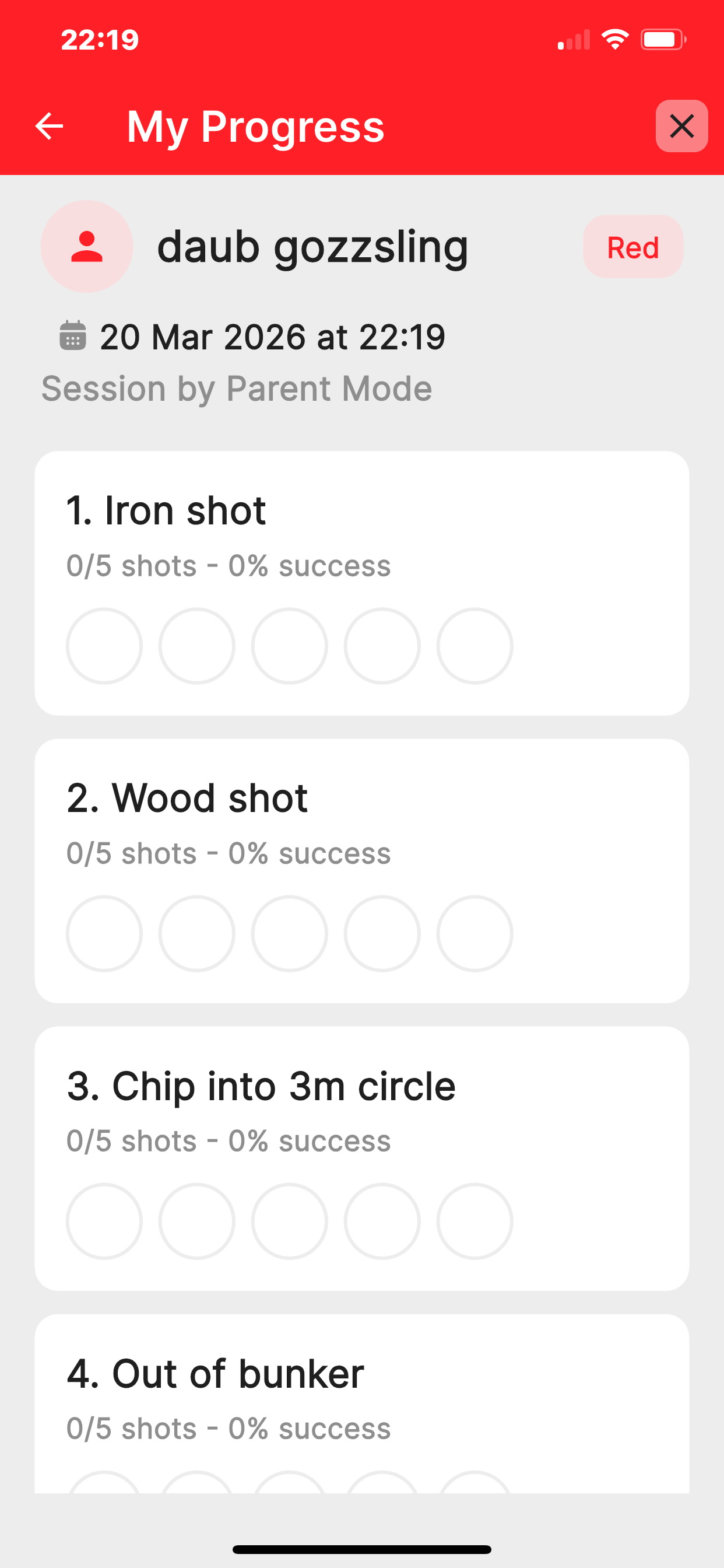 app page showing challenges