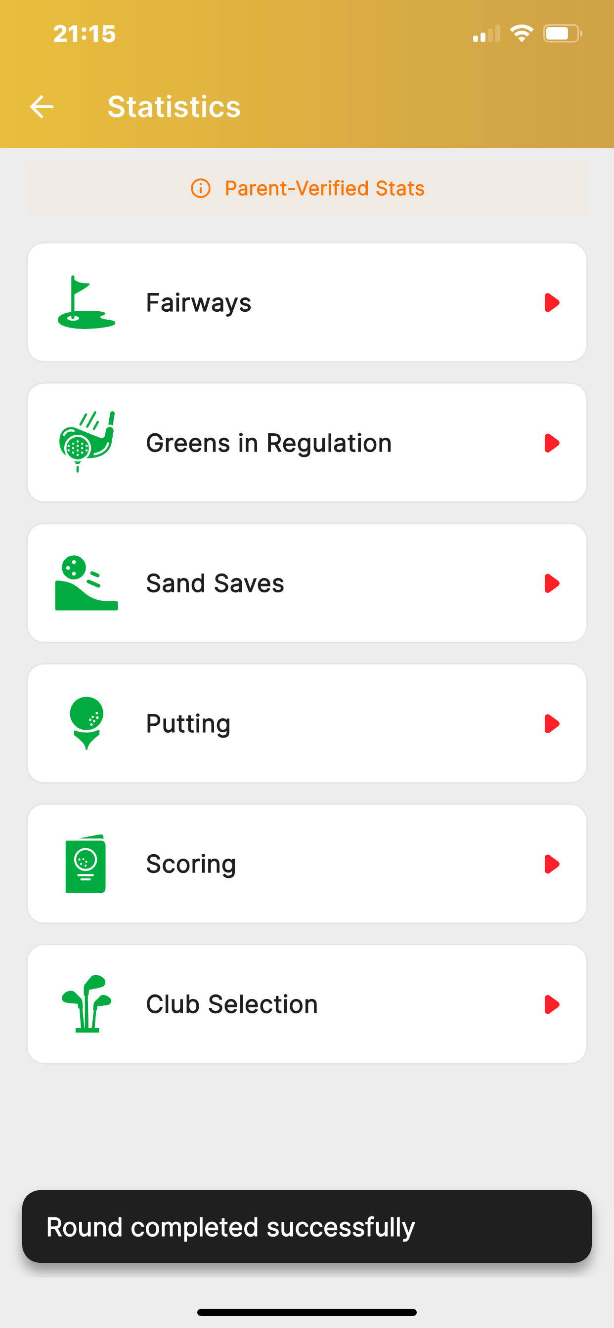 app page showing stats from paying the course