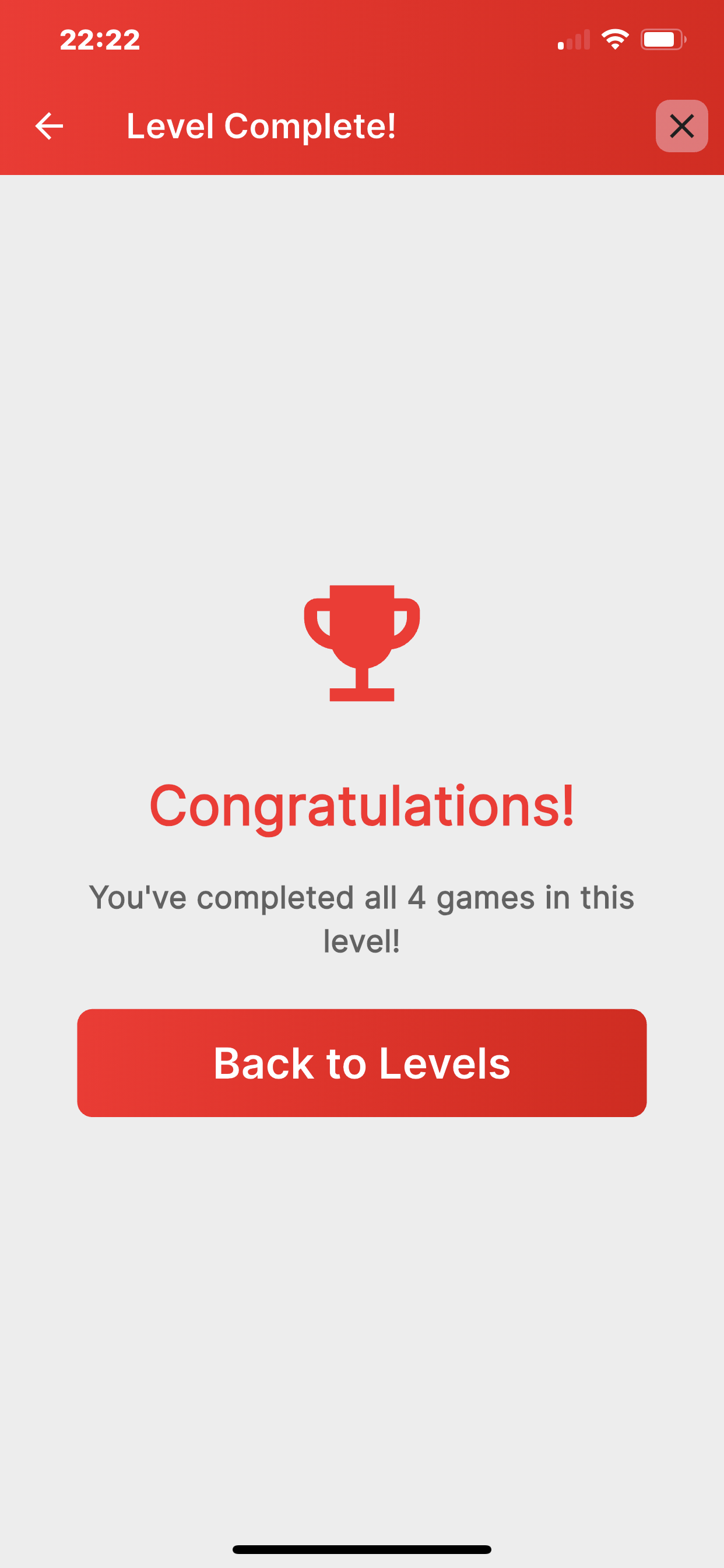 app page showing challenges