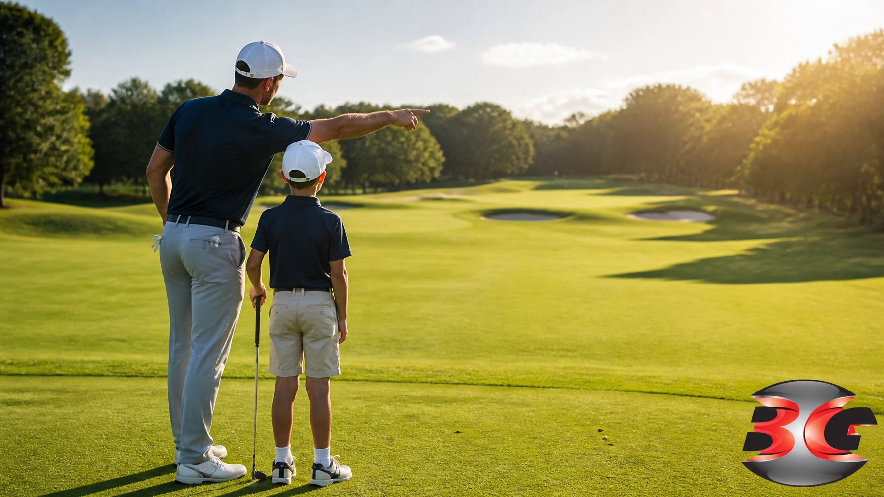 Dad showing junior where to aim
