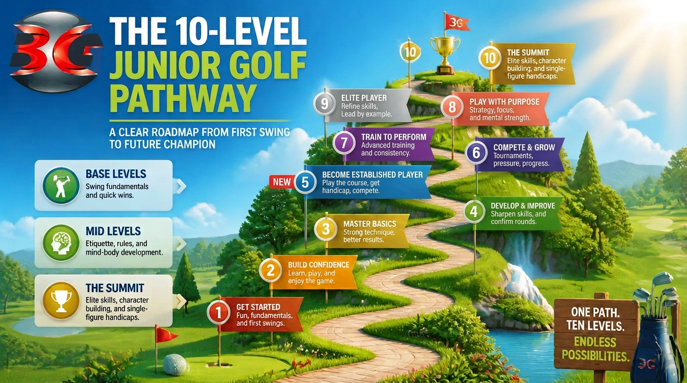 all 10 levels going up the pathway of a mountain with flags for each level