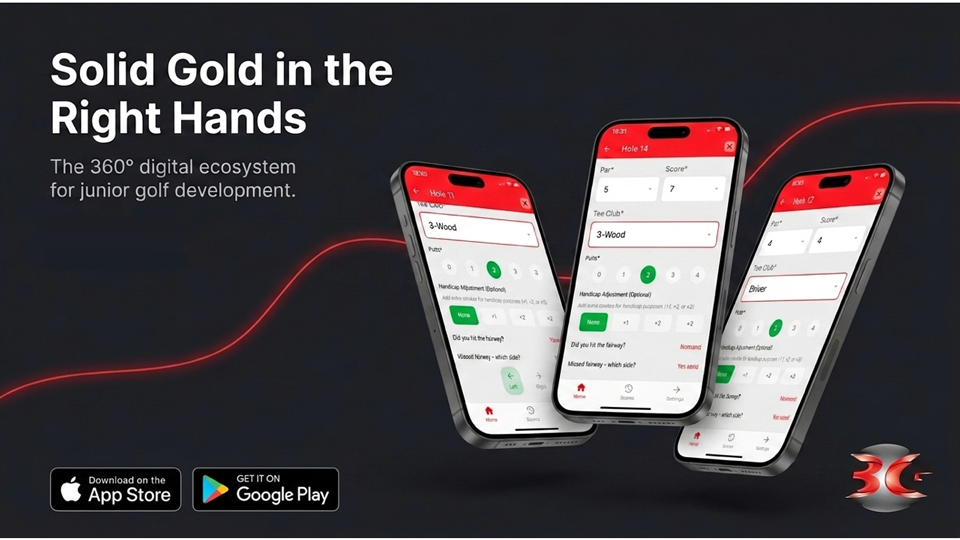 Bitesize Golf app showing levels, challenges and player progress.