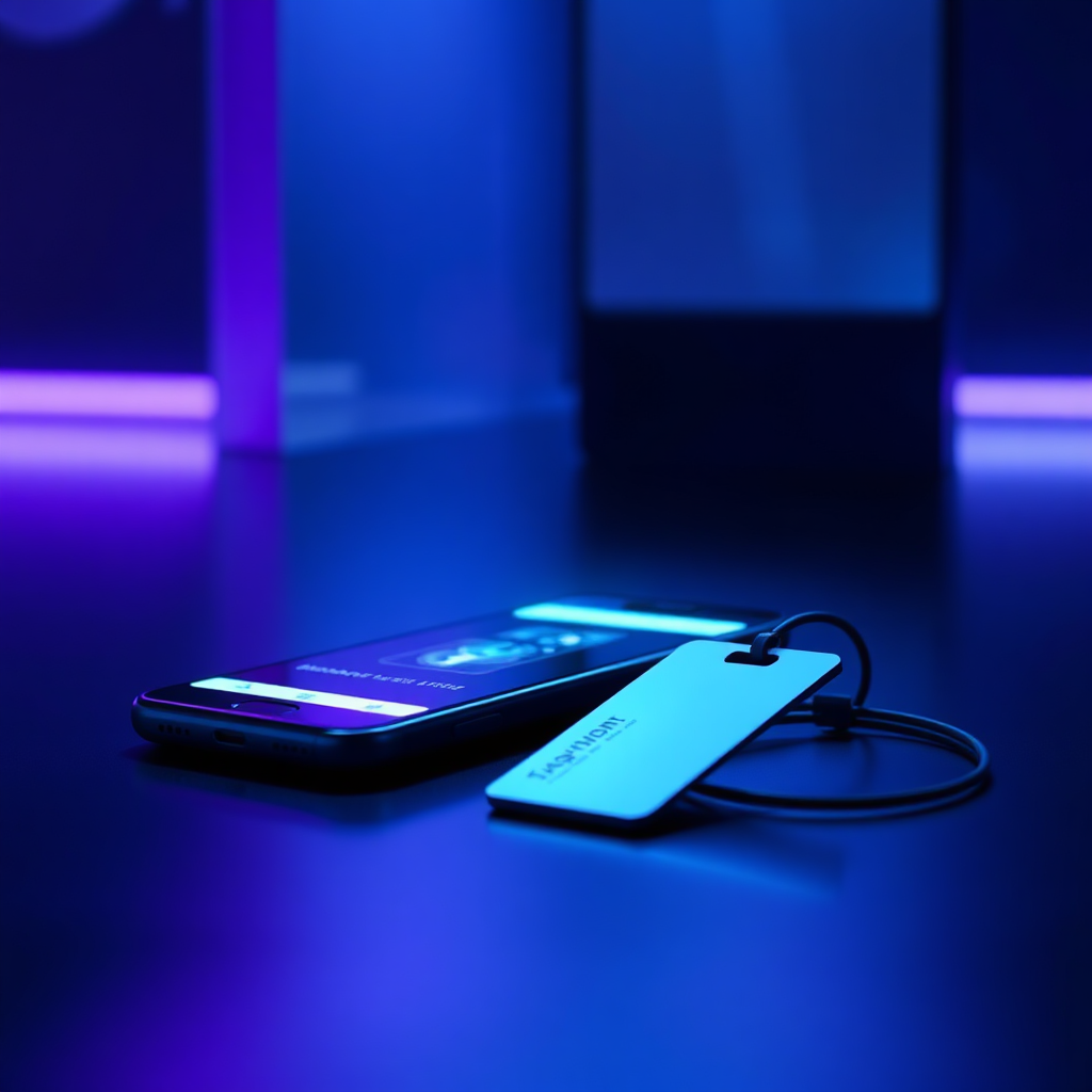 Smartphone interacting with a premium card and garment tag