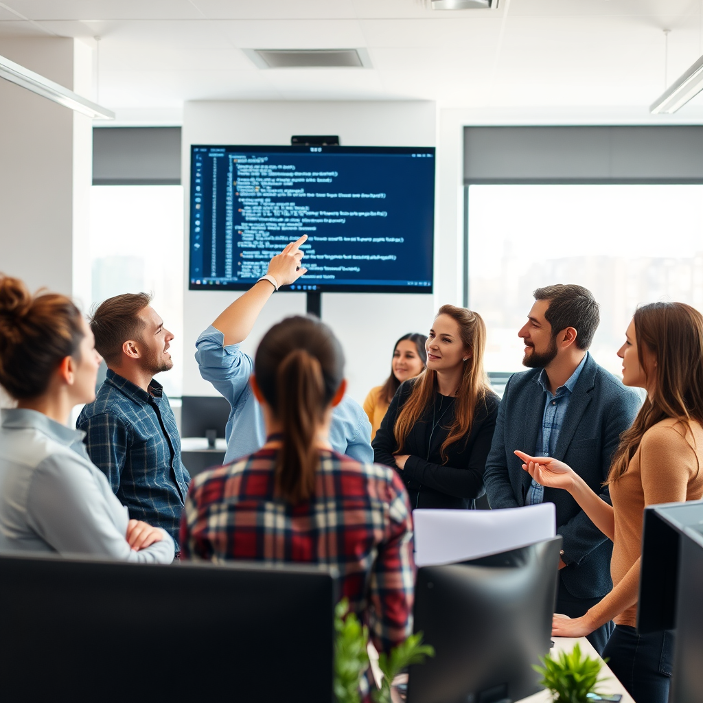 Team collaborating in an office