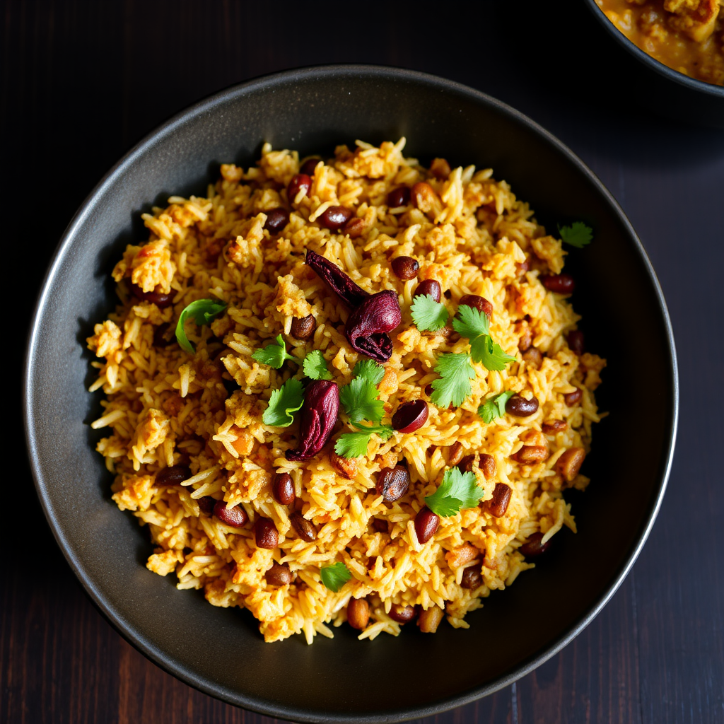 Full plate of smoky roasted khichuri