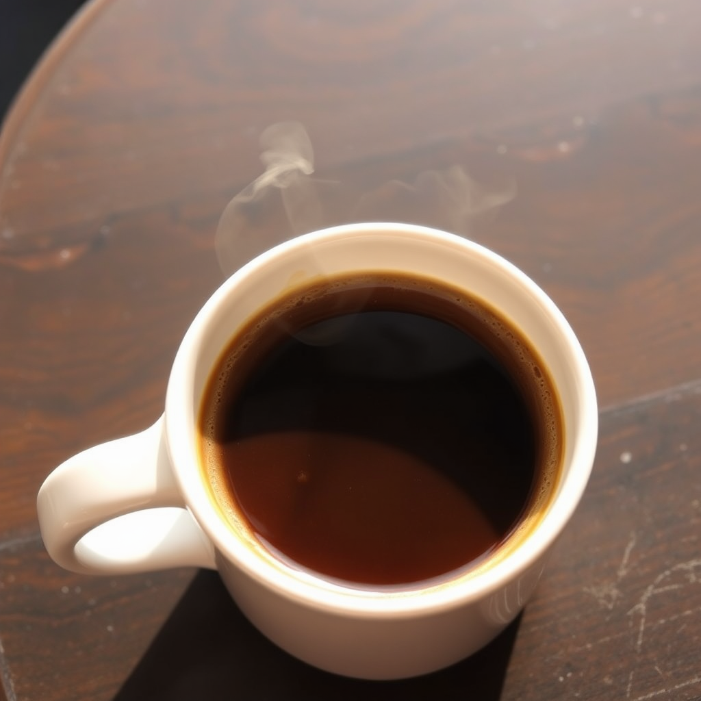 Hot coffee in a white mug