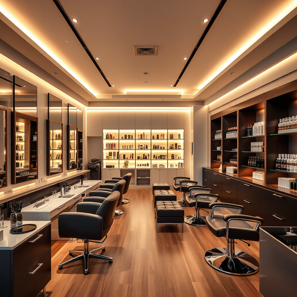 Luxurious salon interior with premium furniture