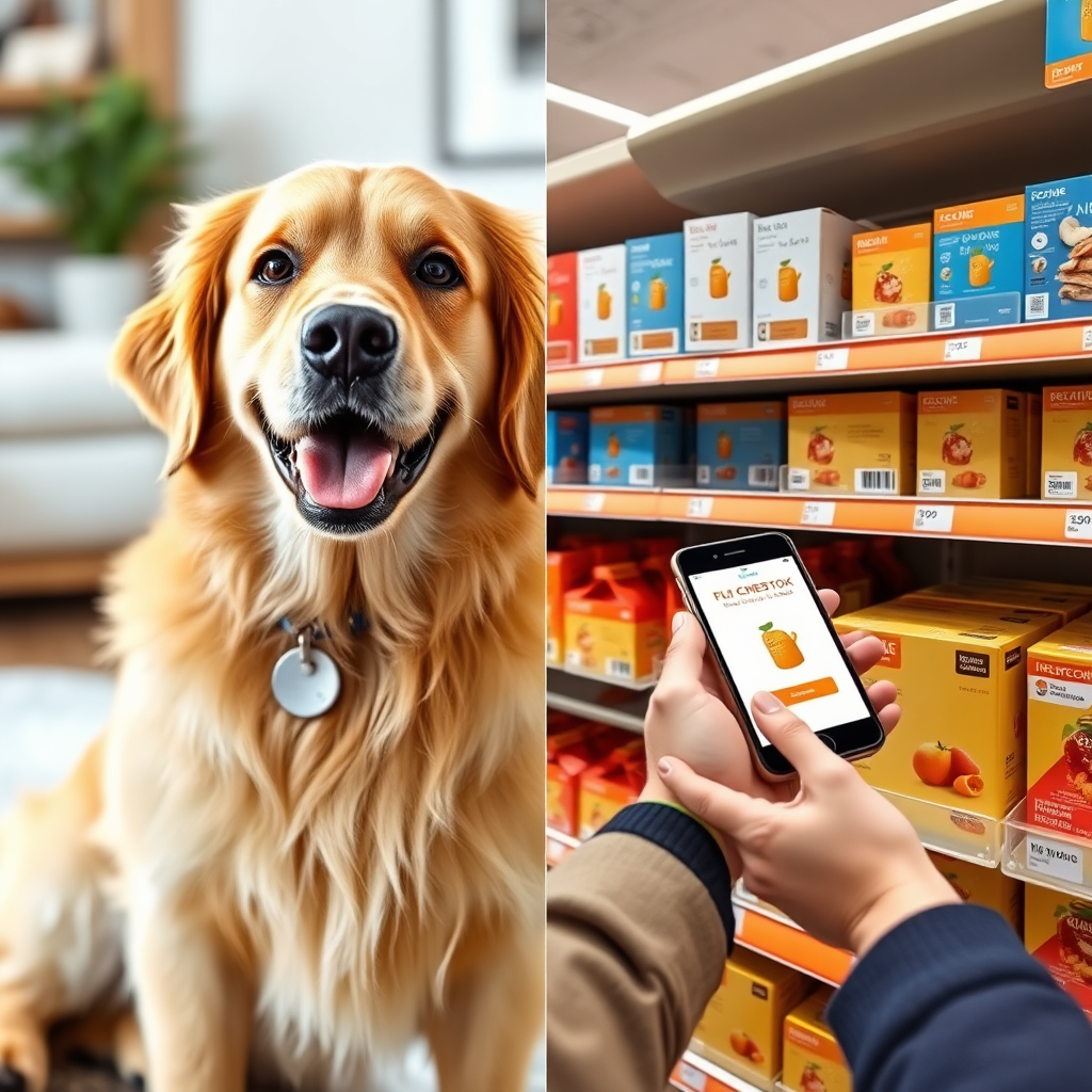 Pet with smart tag and retail shelf with interactive labels