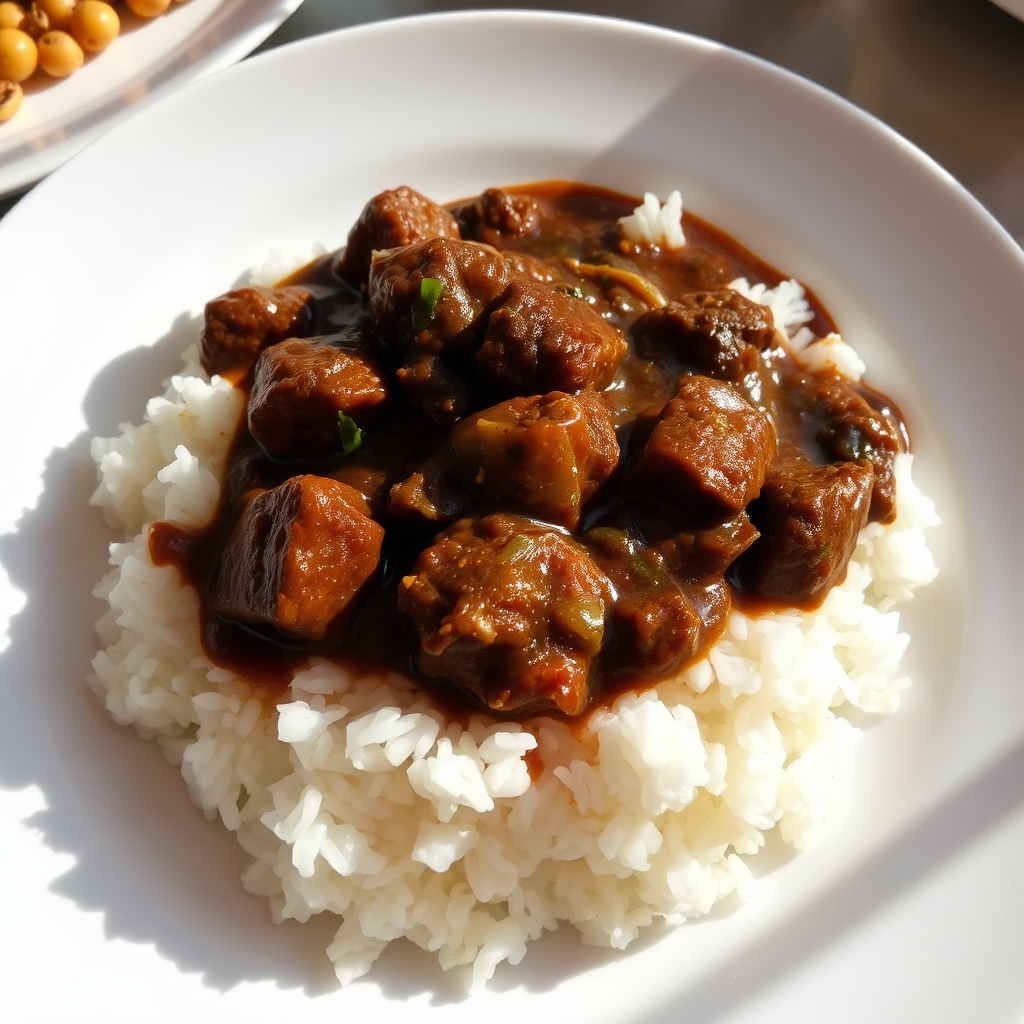 Beef Black Roast with White Rice