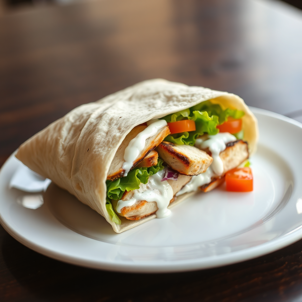 Chicken shawarma wrap with lettuce