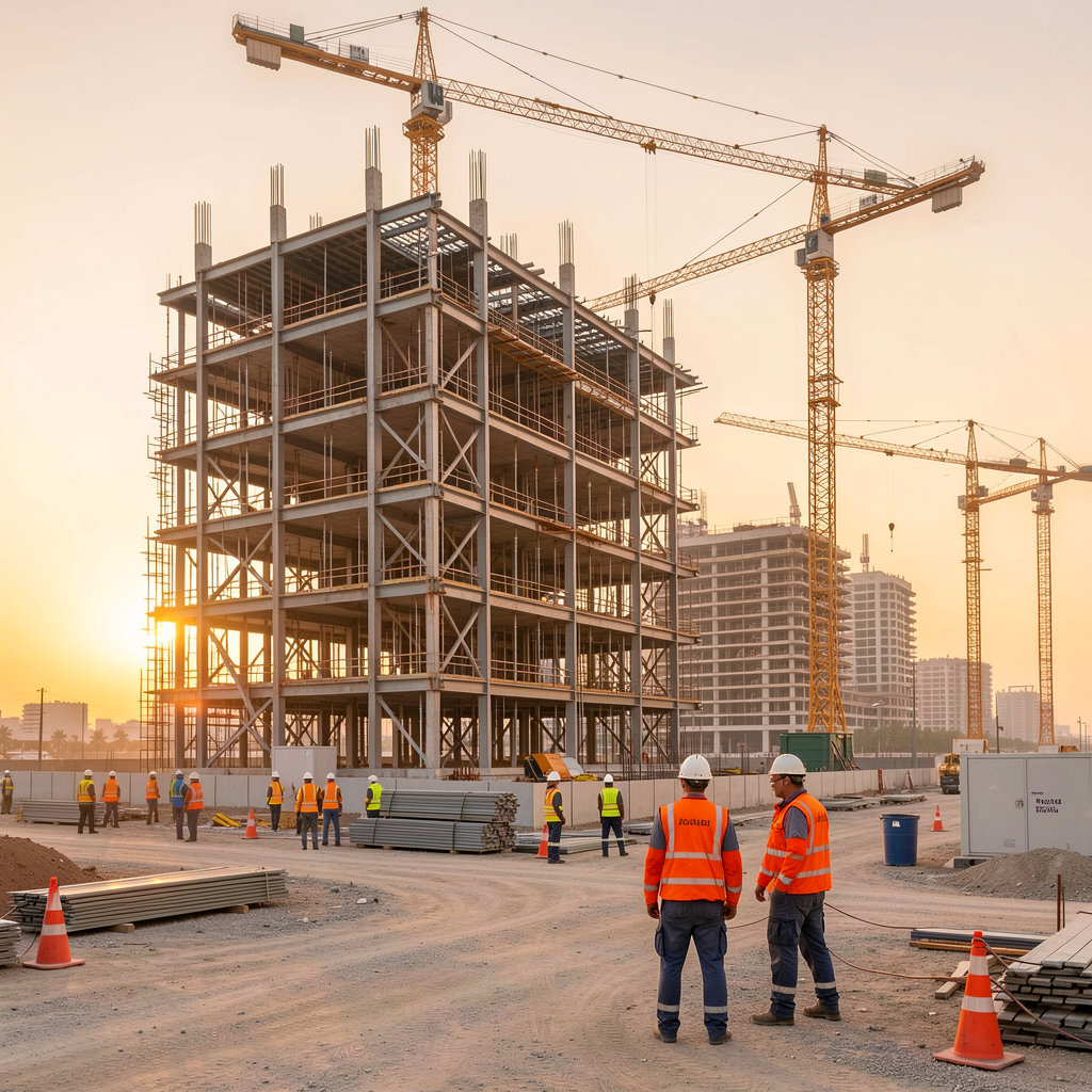 Construction site with Anupom Group workers