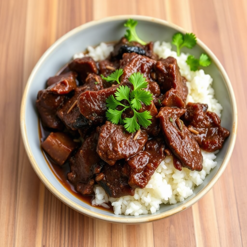 Beef Black Roast with White Rice