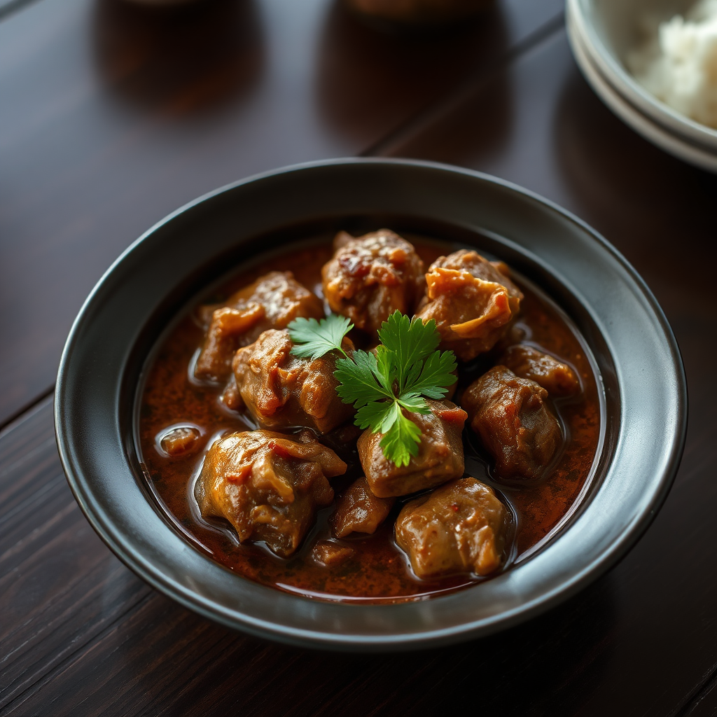 Beef trotters curry in a bowl
