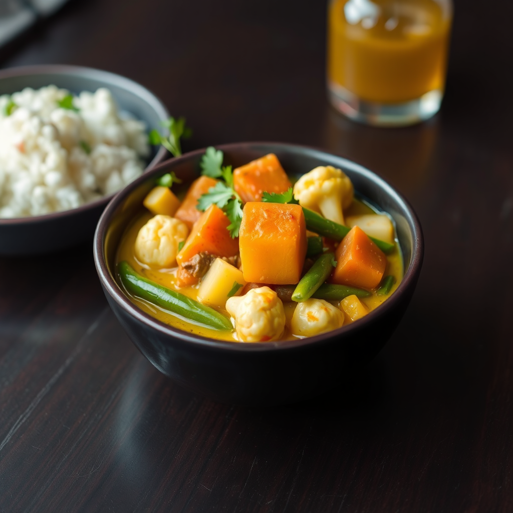 Mixed vegetable curry in a bowl