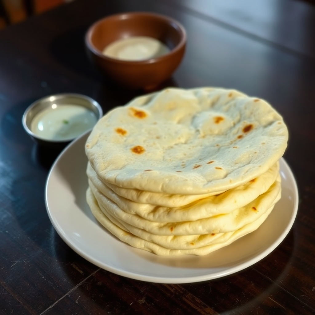 Plain white flatbread roti