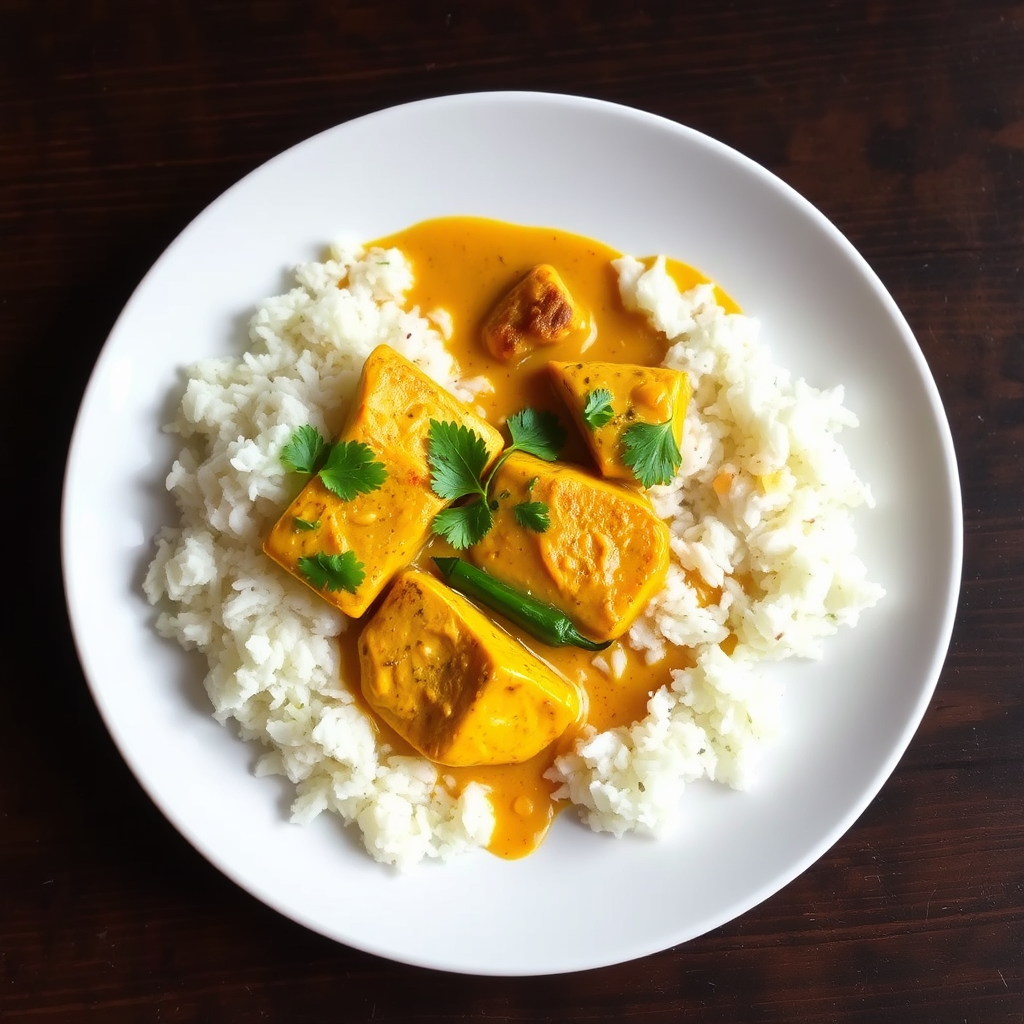 White rice with premium Ilish fish curry