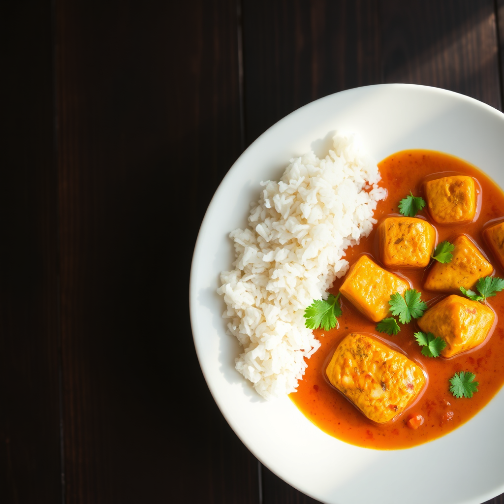 White rice with Koi fish curry