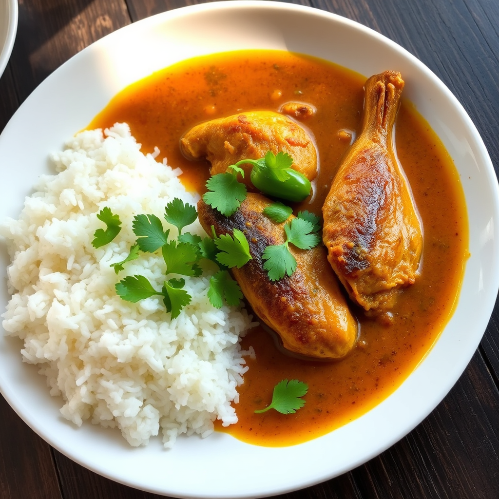 White rice with Boal fish curry