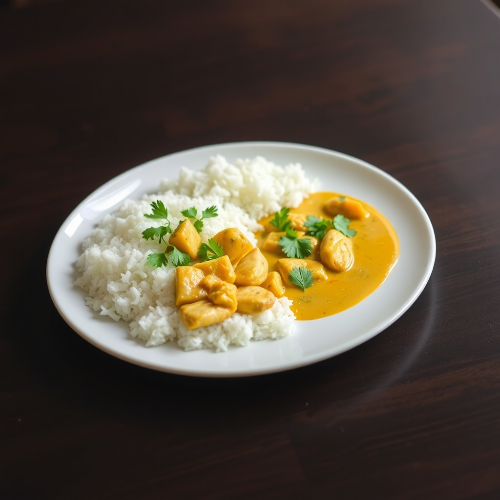 White rice with Kashki fish curry
