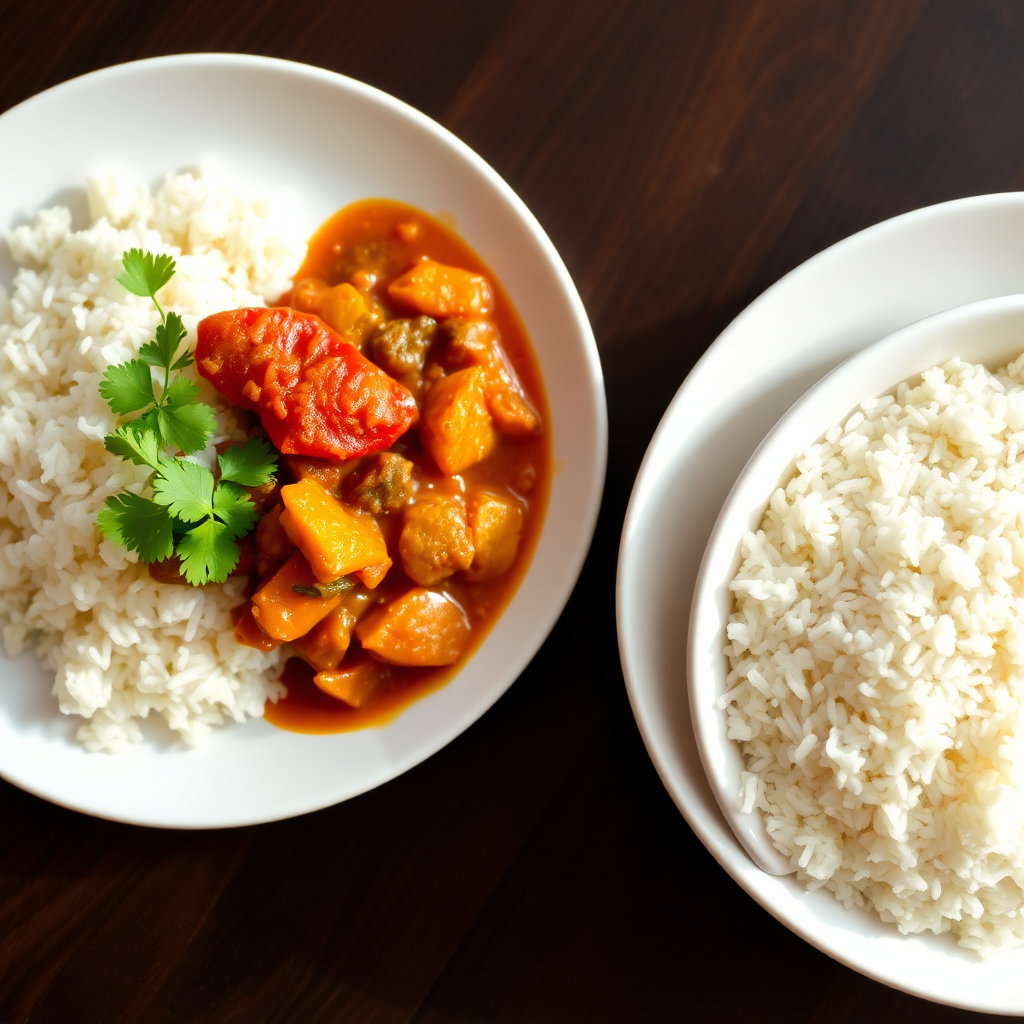 White rice with Bharata package curry