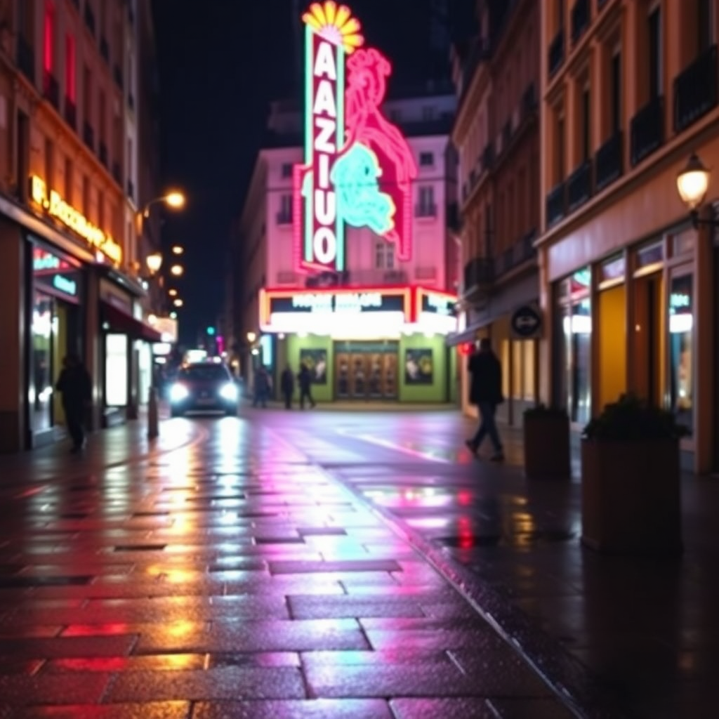 Paris cinema at night