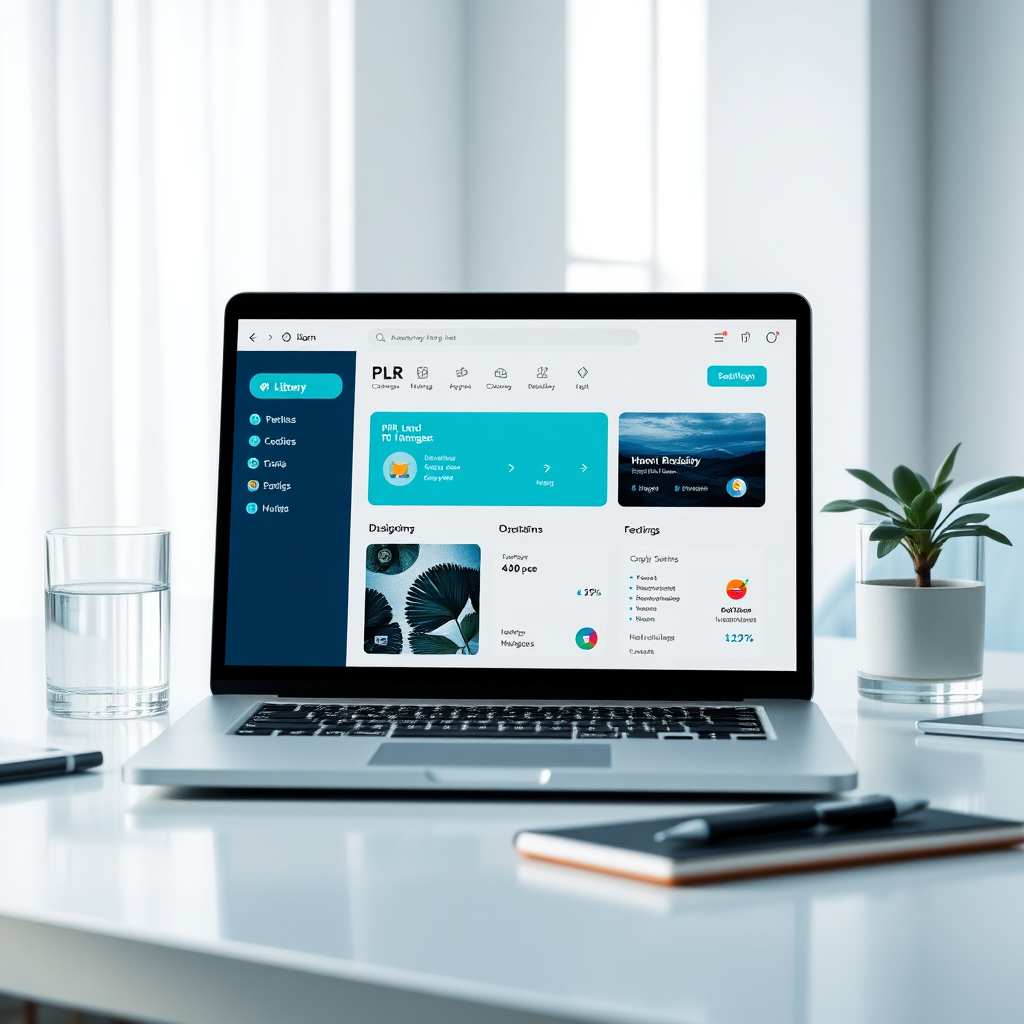 Device mockup showcasing PLR library UI