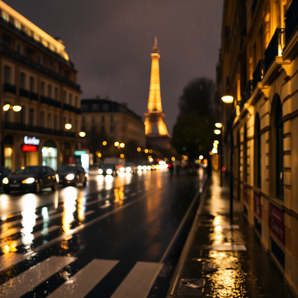 City nightscape with reflections