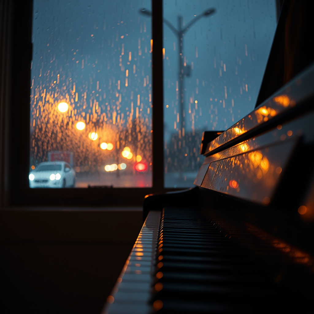 Piano noir in cinematic setting
