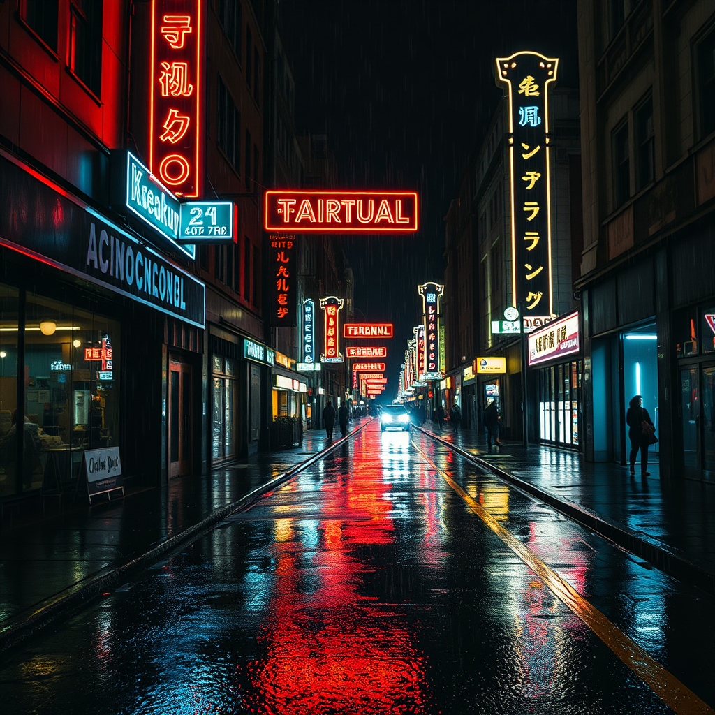Rainy street cinema vibe