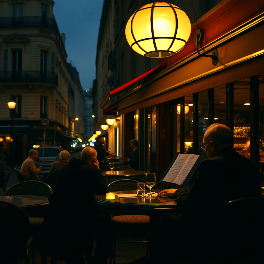Nocturnal Parisian cafe mood
