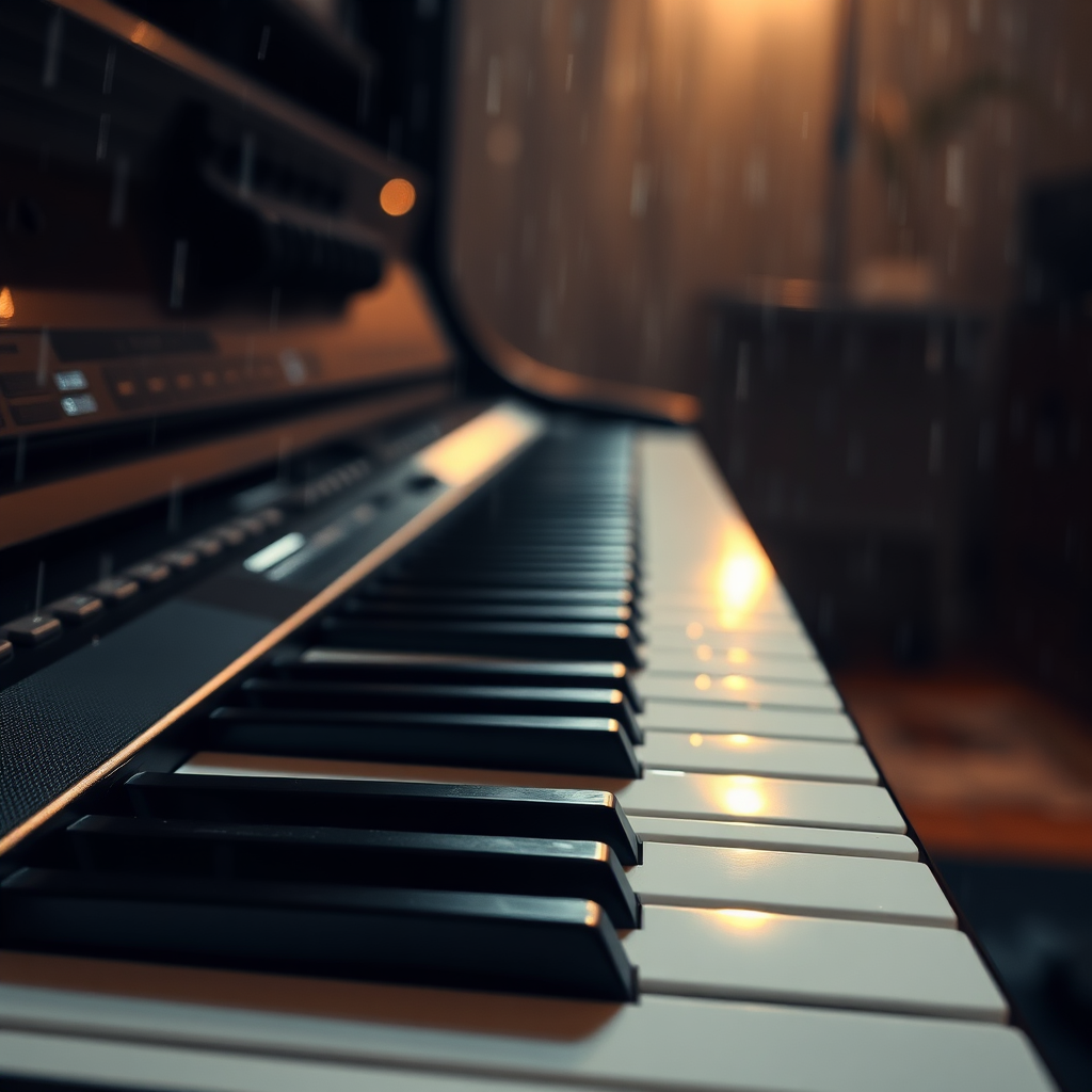 Piano with rainfall