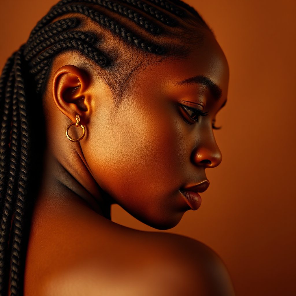 Detailed knotless braids portrait