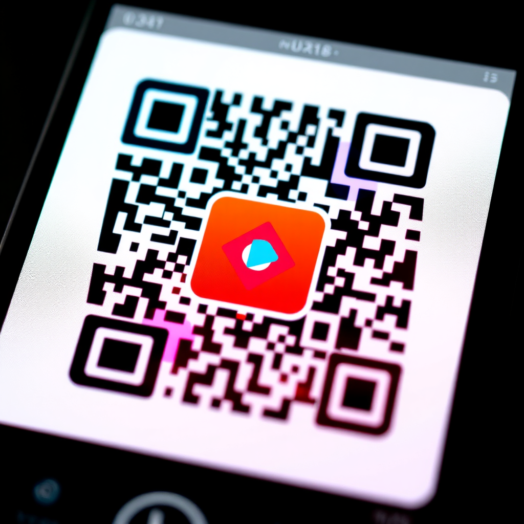 A photorealistic image showcasing a QR code with customized colors, shapes, and a logo seamlessly integrated into the design. The QR code is displayed on a smartphone screen, surrounded by vibrant design elements and UI controls. The colors should be bright and inviting, demonstrating the versatility of the platform. Focus on showcasing the smooth blending of design elements within the QR code structure. Lighting: Studio lighting, highlighting the vibrancy of the colors and clarity of the design elements. Angle: Close-up shot of the screen to showcase the design.