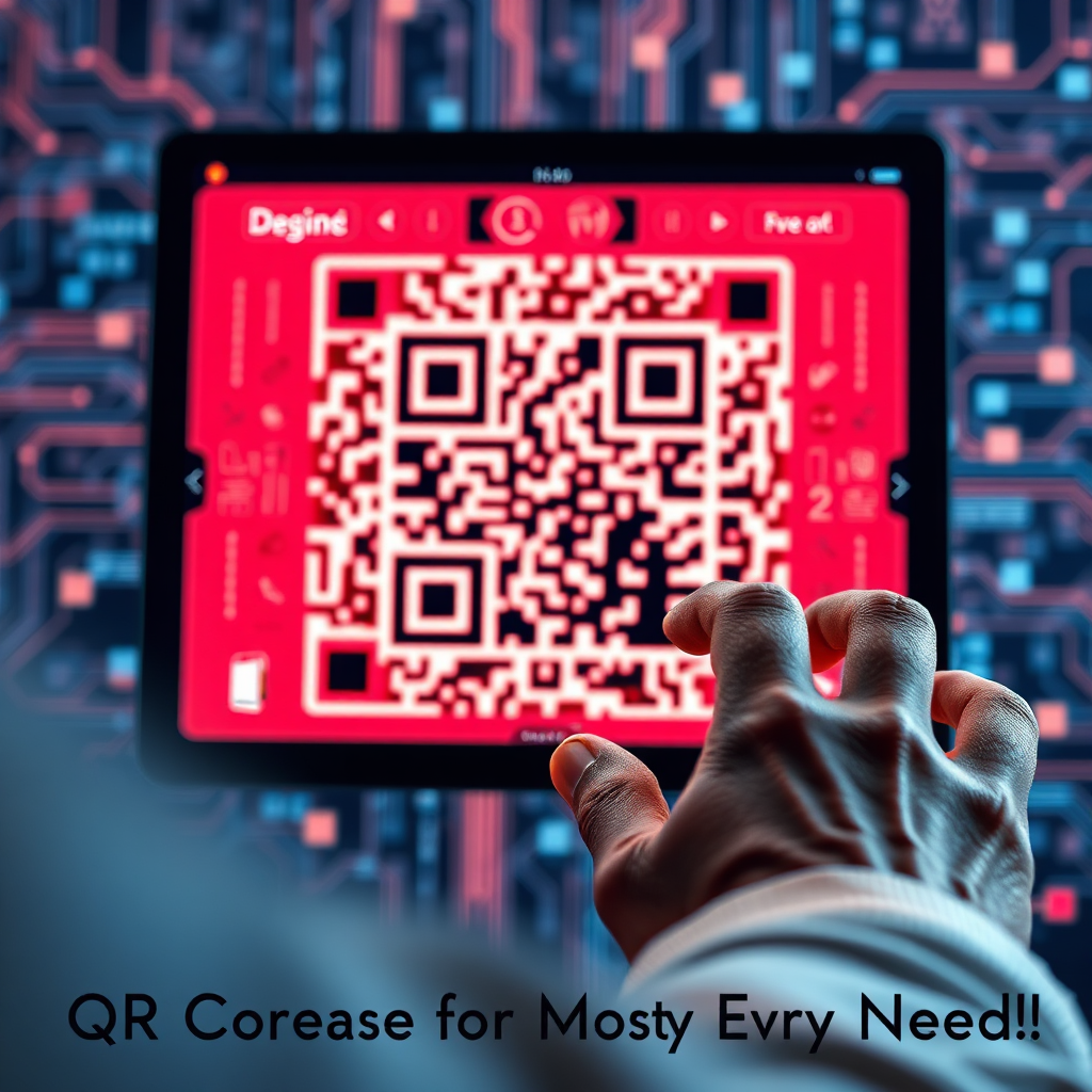 A photorealistic, ultra-high quality 8K header image for QR Dezigner - Powered by HubLyfe. The scene features a sleek, modern interface where a user is designing a vibrant QR code, pulling elements from a vast digital library of icons, colors, and design templates. The QR code should be partially visible but clearly the central focus. The background blends abstract digital patterns, representing data streams and creative design elements. Lighting should be soft and diffused, highlighting the screen’s vibrant colors. A close-up camera angle captures the intricate design process, with subtle textures on the screen and the user's hands. Incorporate design elements inspired by Bauhaus and minimalist aesthetics. The overall mood is creative, modern, and professional, symbolizing QR Code Design for Most Every Need!. Hyperrealistic rendering and textures.